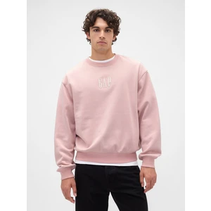 Erkek Pembe Heavyweight Oversized Gap Logo Bisiklet Yaka Sweatshirt
