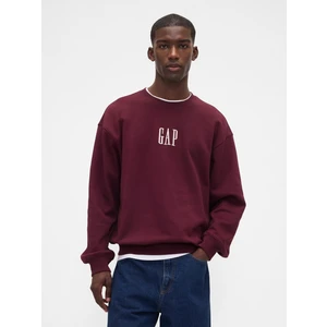 Erkek Bordo Heavyweight Oversized Logo Sweatshirt