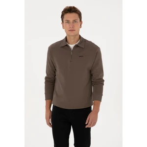 U.S. Polo Assn. Erkek Regular Fit Yarım Fermuarlı Vizon Basic Sweatshirt 50313783-VR052
