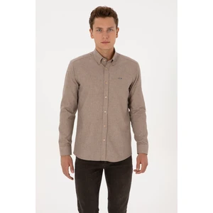 U.s. Polo Assn. Erkek Camel Gömlek Desenli 50315613-VR015