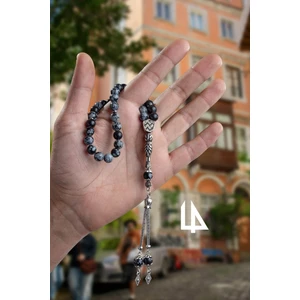 Karlı Obsidyen Doğal Taş Küre Kesim 33 Lü 8mm Tesbih