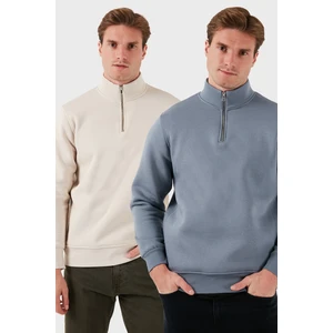 Pamuklu Regular Fit Dik Yaka 2'li Paket Sweat Erkek Sweat 59052592S2