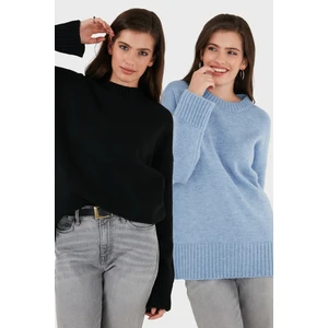 Regular Fit Bisiklet Yaka Basic 2'li Paket Triko Kazak Bayan Kazak 4616213S2