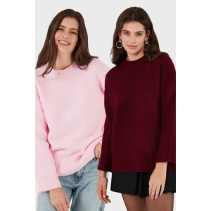 Regular Fit Bisiklet Yaka Basic 2'li Paket Triko Kazak Bayan Kazak 4616213S2