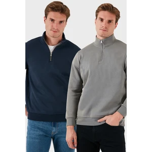 Pamuklu Regular Fit Dik Yaka 2'li Paket Sweat Erkek Sweat 59052592S2