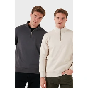 Pamuklu Regular Fit Dik Yaka 2'li Paket Sweat Erkek Sweat 59052592S2