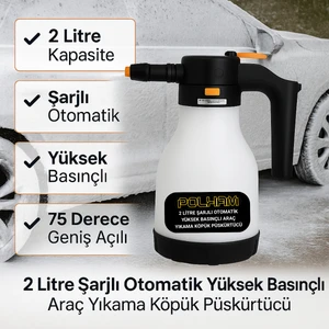 2 Litre Şarjlı Otomatik Yüksek Basınçlı Araç Yıkama Köpük Püskürtücü El Pompası, Çok Amaçlı Köpük Pompası