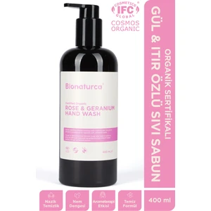 Organik Sertifikalı Gül & Itır Özlü Sıvı Sabun 400 Ml. - Certified Organic Rose & Geranium Hand Wash