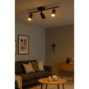 Spoti 3'lü Siyah Renk (Gün Işığı) Modern Tasarım Salon - Mutfak - Banyo Spot Ledli Sıralı Avize