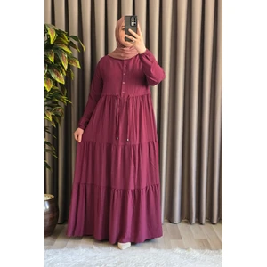 Elmas Tesettür Kadın Tesettür Giyim Büyük Beden Gofre Elbise