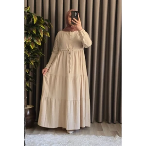 Elmas Tesettür Kadın Tesettür Giyim Büyük Beden Gofre Elbise