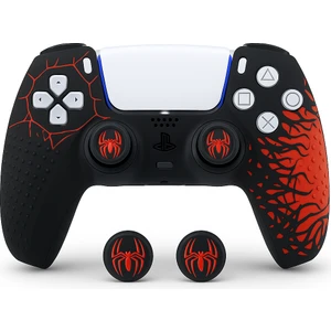 Ps5 Dualsense Joystick Koruyucu Silikon Kılıf + 2 Adet Analog Başlık – Yüksek Kaliteli, Esnek, Şık Spider Desenli Kaplama