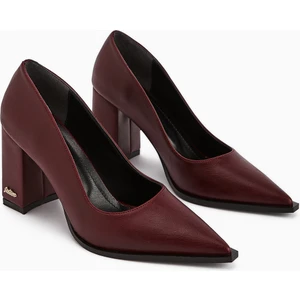 Lucy Bordo Kalın Topuklu Ayakkabı Kadın Stiletto