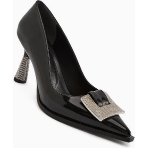 Merisa Siyah Rugan Taşlı Kadın Stiletto Ayakkabı