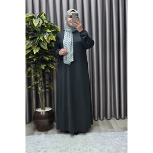 Elmas Tesettür Kadın Büyük Beden Hakim Yaka Fitilli Nevra Elbise