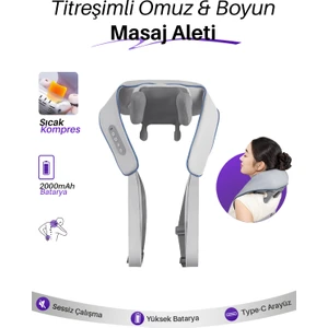 Auhma AMG31 Titreşimli Omuz ve Boyun Masaj Aleti | Isıtmalı 5D Masaj Başlığı | Sessiz Güçlü Motor | 2000mAh Şarjlı