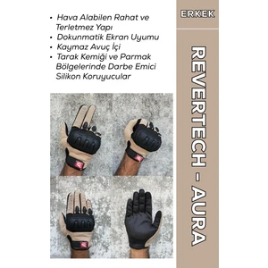 Revertech Aura Krem M - Dokunmatik Ekran Uyumlu Motosiklet Eldiveni (Erkek)