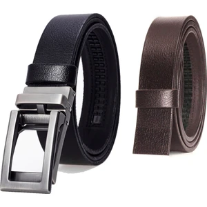 Otomatik Tokalı Deliksiz %100 Hakiki Manda Derisi Klasik Erkek Kemeri ve Kahverengi Şerit