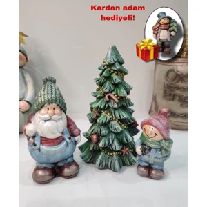 Noel ( Yılbaşı ) Biblo 3 ' Lü Set Model 1 (Kardan Adam Hediyeli )
