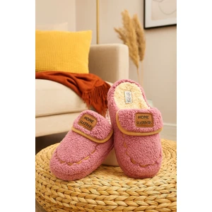 Kadın Desenli Peluş Kaymaz Hafif Tabanlı Tüylü Terlik  Ev Terliği