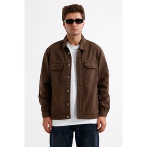 Denim Republic Erkek Kahverengi Kot Ceket Regular Kalıp