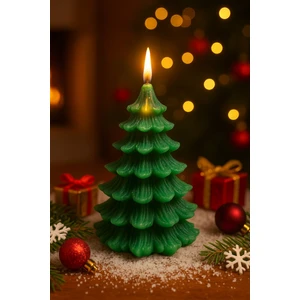 biton  yeni yıl  noel çam ağacı temalı mum - yılbaşı sofra süsü dekorasyon el yapımı mum  13 cm