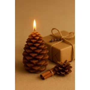 biton  yeni yıl  noel kozalak temalı mum - yılbaşı sofra süsü dekorasyon el yapımı kozalak mum 10 cm