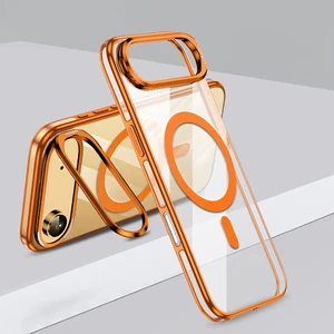 iPhone 17 Air Uyumlu Kılıf Wlons Magsafeli Renkli Çerçeve Standlı Efsane Kapak Turuncu