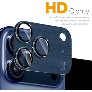 iPhone 17 Pro Max Uyumlu Çerçeveli Tam Koruma Lacivert Kamera Lens Koruyucu