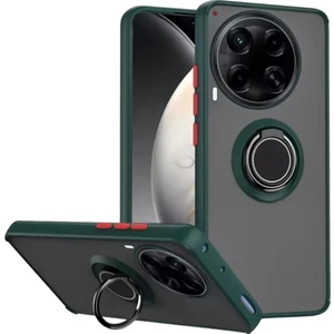 Tecno Camon 30 Uyumlu Kılıf Montreal Yüzüklü Mıknatıslı Silikon Koyu Yeşil