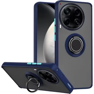 Tecno Camon 30 Uyumlu Kılıf Montreal Yüzüklü Mıknatıslı Silikon Lacivert