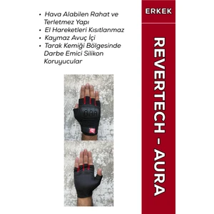 Revertech Aura Kırmızı L / Yarım Parmak - Kaymaz Avuç Içi Özellikli Motosiklet Eldiveni (Erkek)
