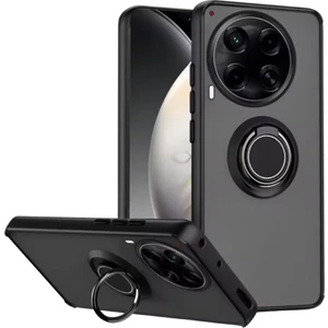 Tecno Camon 30 Uyumlu Kılıf Montreal Yüzüklü Mıknatıslı Silikon Siyah