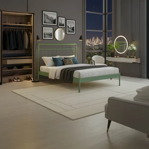 Odin-S Çift Kişilik Metal Karyola-Yeşil (Ahşap Latalı)
