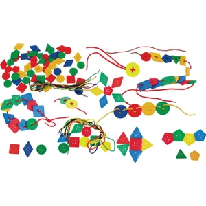 King Kids Geometrik Düğmeler Ipe Geçirme Oyunu 96 Parça
