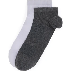 U.S. Polo Assn. Erkek Gri Melanj Beyaz 2'li Babet Çorap 50304242-VR086