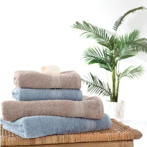 Angelina 4'lü Banyo Havlu Seti (50X90 CM/70X140 Cm) - Mavi / Vizon