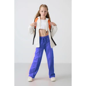 Tommy Life Eflatun Cepli Ön Dikiş Detaylı Geniş Paça Kız Çocuk Eşofman Altı -75144