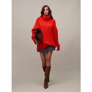 2268 Balıkçı Yaka Oversize Kazak-A.kırmızı