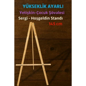 Ahşap Şövale, Resim Ressam Sehpası, Sergi Şövale, Tuval Tutucu, 145 cm Ahşap Şövale