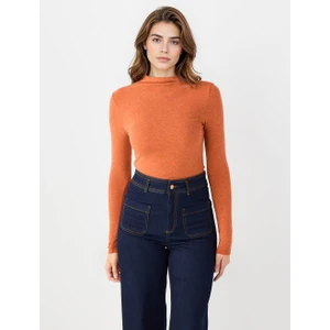 Jimmy Key Kıremıt Yarım Balıkçı Yaka Dar Kesim Basic Örme Bluz