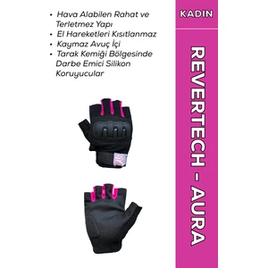 Revertech Aura Pembe / Yarım Parmak - Kaymaz Avuç Içi Motosiklet Eldiveni (Kadın)