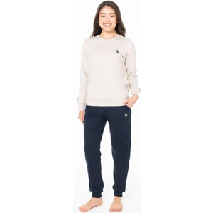 U.s Polo Assn. 20120 Kadın Uzun Kollu Bisiklet Yaka Paçası Bantlı Rahat Ev Giyim-Bej