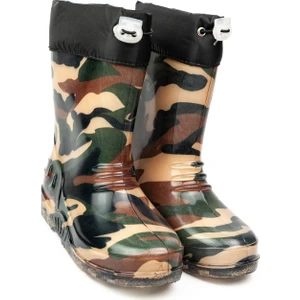 15105 Emek Ulaş Kahverengi Kamuflaj Erkek Çocuk Yağmur Çizmesi