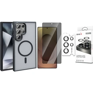 Galaxy S25 Ultra Kılıf Magsafe Şarj Özellikli Mat Arka Yüzey Zore Sio Kapak + Safir Kamera Lens + Hayalet Ekran Koruyucu