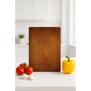 Miabella Home  Eski Ahşap Desenli Cam Kesme Tahtası, Kesme Tablası  Kenarları Oval, Antibakteriyal, Sunum Tahtası