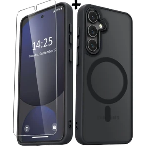 M.TK Moveteck Samsung Galaxy S25 Fe Kılıf Mat Magsafe Şarj Özellikli Hassas Butonlu Yumuşak Renkli Kenarlı + Ekran Koruyucu Cam Set 2in1