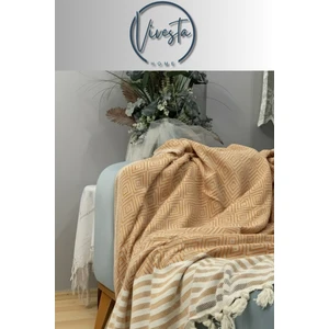 Pamuk Kumaş Püsküllü Koltuk Örtüsü 170X210 cm – Yumuşak Dokulu, Şık ve Dekoratif Kanepe Şalı