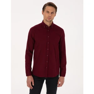 Pierre Cardin Erkek Bordo Regular Fit Uzun Kollu Gömlek 50316736-VR014