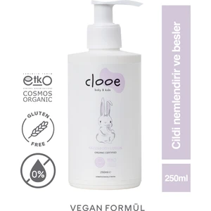 Organik Bebek Losyonu (250ml) - Argan Yağı, Zeytinyağı, Huş, Gül Suyu - Yenidoğan Kullanımına Uygun